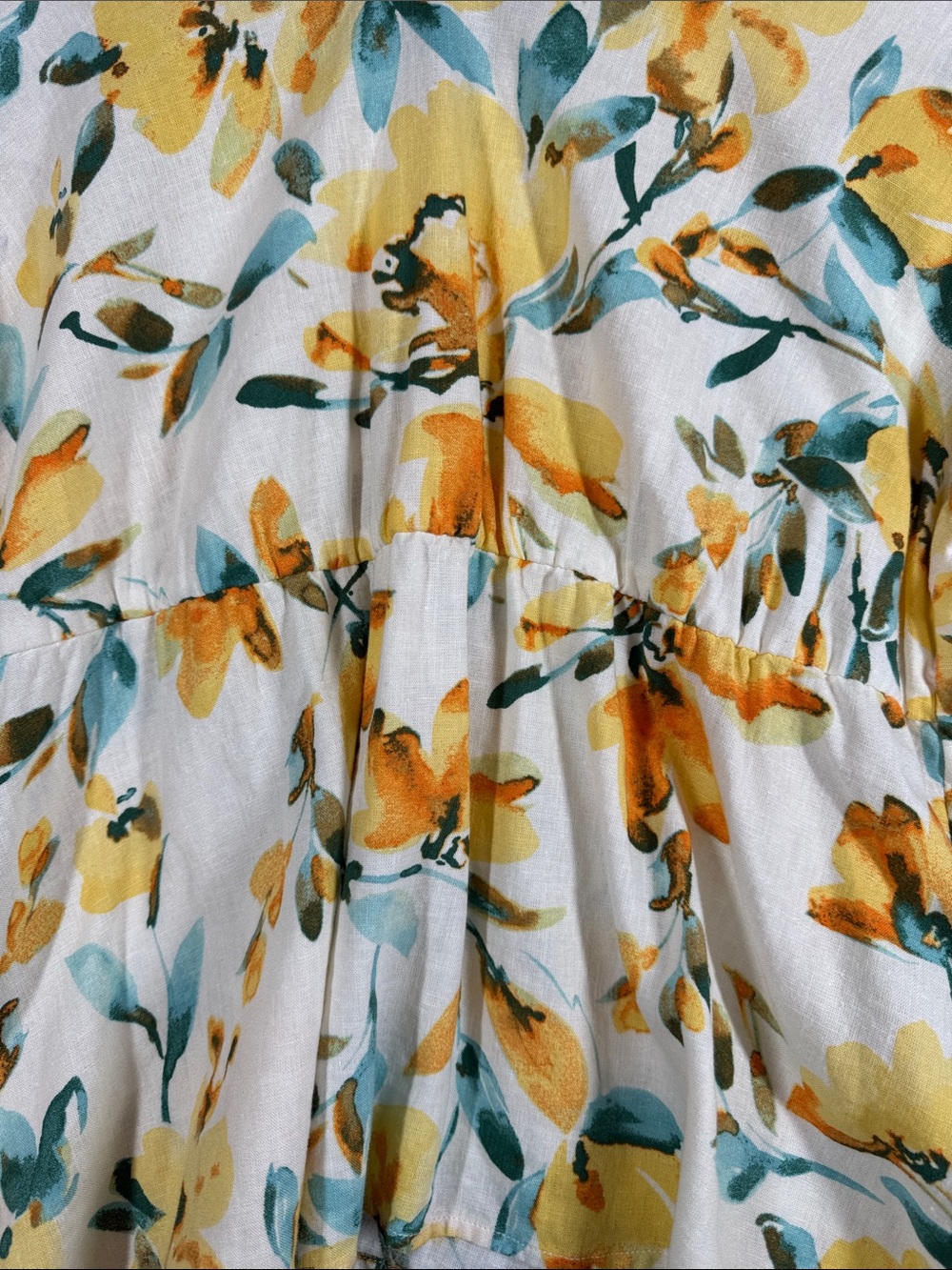 Gap Floral Peplum Blouse White Yellow Large Cottagecore Summer Boho - Picture 11 of 12